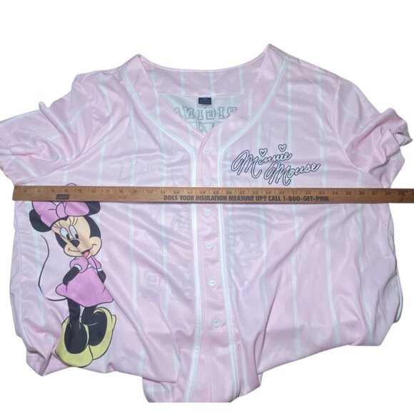 Disney Minnie Mouse Pink Button-Up Jersey Style Shirt 3X Casual Vacation Holiday - Picture 3 of 6
